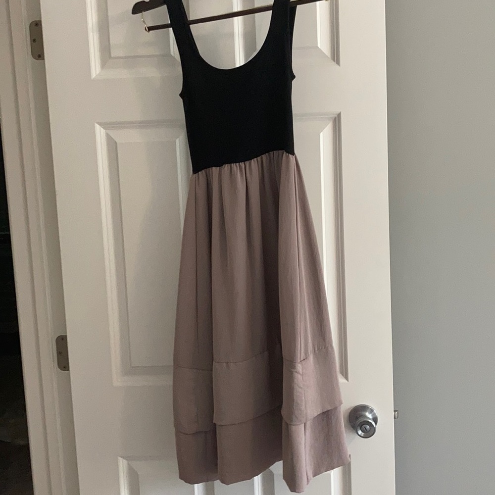 Tank dress cotton top silky bottom